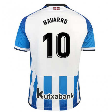 Miesten Jalkapallo Robert Navarro #10 Valkoinen Sininen Kotipaita 2021/22 Lyhythihainen Paita T-paita