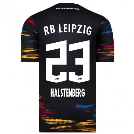 Miesten Jalkapallo Marcel Halstenberg #23 Musta Keltainen Vieraspaita 2021/22 Lyhythihainen Paita T-paita