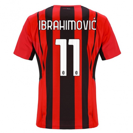 Miesten Jalkapallo Zlatan Ibrahimovic #11 Punamusta Kotipaita 2021/22 Lyhythihainen Paita T-paita