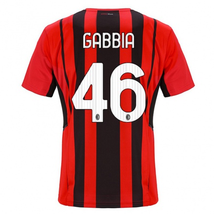Miesten Jalkapallo Matteo Gabbia #46 Punamusta Kotipaita 2021/22 Lyhythihainen Paita T-paita