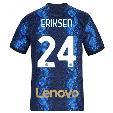 Miesten Jalkapallo Christian Eriksen #24 Tummansininen Kotipaita 2021/22 Lyhythihainen Paita T-paita