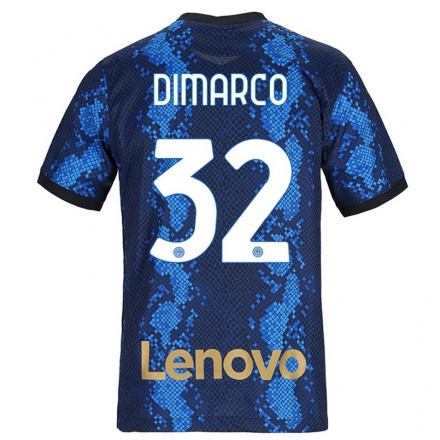 Miesten Jalkapallo Federico Dimarco #32 Tummansininen Kotipaita 2021/22 Lyhythihainen Paita T-paita