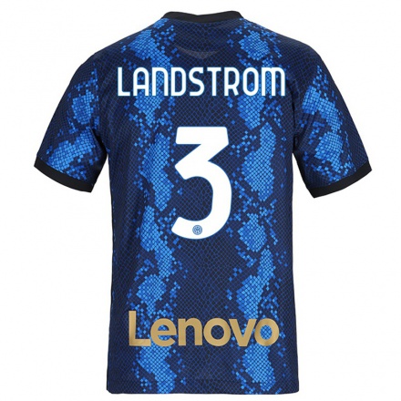 Miesten Jalkapallo Elin Landstrom #3 Tummansininen Kotipaita 2021/22 Lyhythihainen Paita T-paita