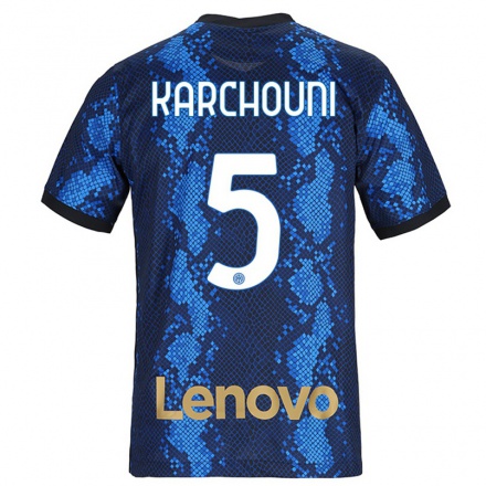 Miesten Jalkapallo Ghoutia Karchouni #5 Tummansininen Kotipaita 2021/22 Lyhythihainen Paita T-paita