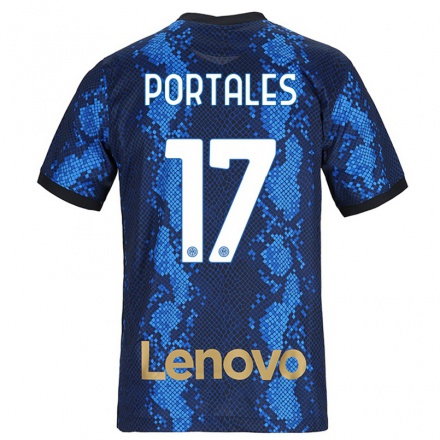 Miesten Jalkapallo Macarena Portales #17 Tummansininen Kotipaita 2021/22 Lyhythihainen Paita T-paita