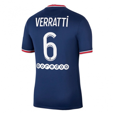 Miesten Jalkapallo Marco Verratti #6 Tummansininen Kotipaita 2021/22 Lyhythihainen Paita T-paita