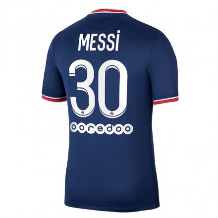 Miesten Jalkapallo Lionel Messi #30 Kastanjanruskea Sininen Kotipaita 2021/22 Lyhythihainen Paita T-paita