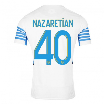 Miesten Jalkapallo Manuel Nazaretian #40 Valkoinen Kotipaita 2021/22 Lyhythihainen Paita T-paita