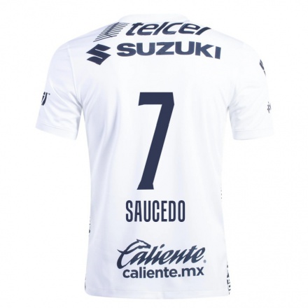 Miesten Jalkapallo Sebastian Saucedo #7 Valkoinen Kotipaita 2021/22 Lyhythihainen Paita T-paita