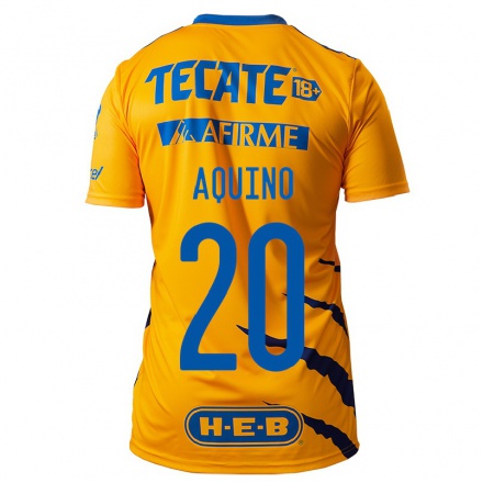 Miesten Jalkapallo Javier Aquino #20 Keltainen Kotipaita 2021/22 Lyhythihainen Paita T-paita