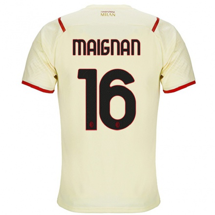 Miesten Jalkapallo Mike Maignan #16 Samppanja Vieraspaita 2021/22 Lyhythihainen Paita T-paita