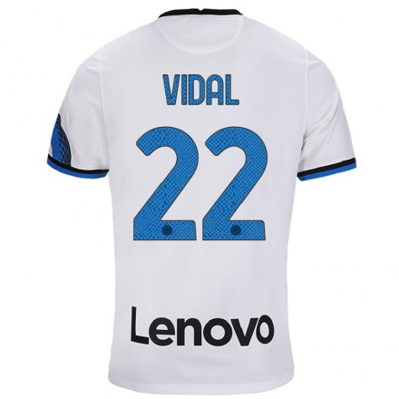 Miesten Jalkapallo Arturo Vidal #22 Valkoinen Sininen Vieraspaita 2021/22 Lyhythihainen Paita T-paita