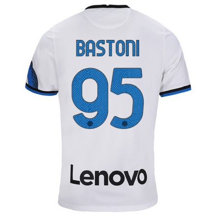 Miesten Jalkapallo Alessandro Bastoni #95 Valkoinen Sininen Vieraspaita 2021/22 Lyhythihainen Paita T-paita
