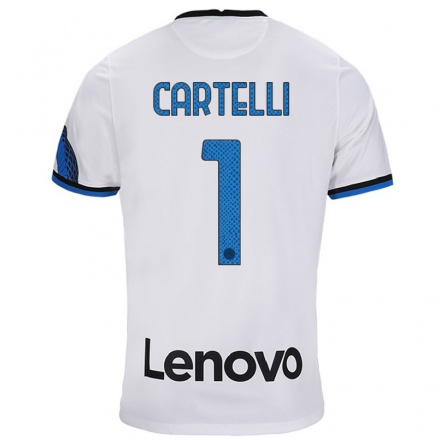Miesten Jalkapallo Carlotta Cartelli #1 Valkoinen Sininen Vieraspaita 2021/22 Lyhythihainen Paita T-paita