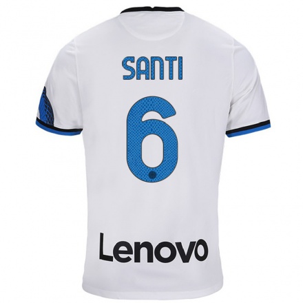Miesten Jalkapallo Irene Santi #6 Valkoinen Sininen Vieraspaita 2021/22 Lyhythihainen Paita T-paita
