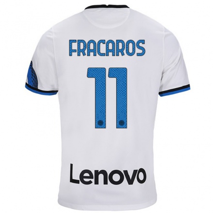 Miesten Jalkapallo Caterina Fracaros #11 Valkoinen Sininen Vieraspaita 2021/22 Lyhythihainen Paita T-paita