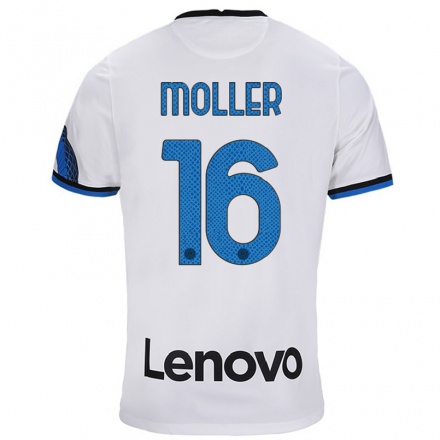 Miesten Jalkapallo Caroline Moller #16 Valkoinen Sininen Vieraspaita 2021/22 Lyhythihainen Paita T-paita