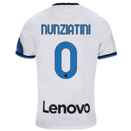 Miesten Jalkapallo Francesco Nunziatini #0 Valkoinen Sininen Vieraspaita 2021/22 Lyhythihainen Paita T-paita