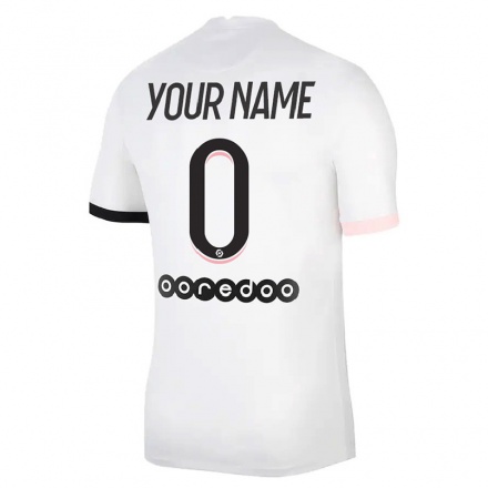 Miesten Jalkapallo Sinun Nimesi #0 Valkoinen Vaaleanpunainen Vieraspaita 2021/22 Lyhythihainen Paita T-paita