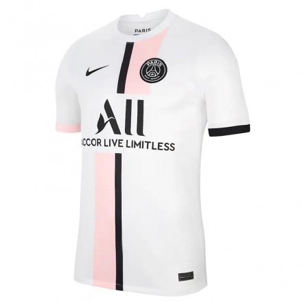 Miesten Jalkapallo Sergio Ramos #4 Valkoinen Vaaleanpunainen Vieraspaita 2021/22 Lyhythihainen Paita T-paita