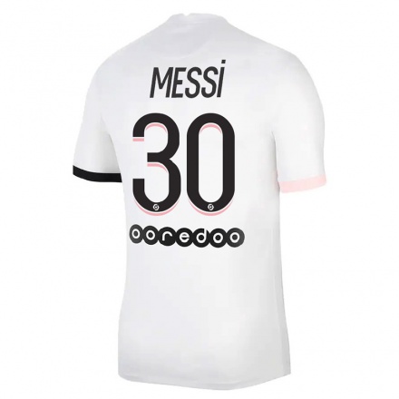 Miesten Jalkapallo Lionel Messi #30 Vaalea Violettiti Vieraspaita 2021/22 Lyhythihainen Paita T-paita