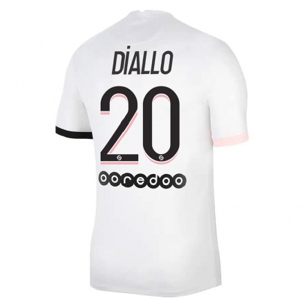 Miesten Jalkapallo Aminata Diallo #20 Valkoinen Vaaleanpunainen Vieraspaita 2021/22 Lyhythihainen Paita T-paita