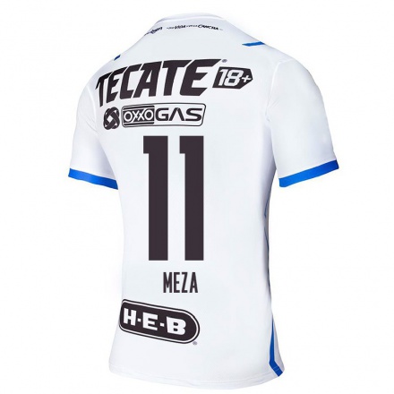 Miesten Jalkapallo Maximiliano Meza #11 Sinivalkoinen Vieraspaita 2021/22 Lyhythihainen Paita T-paita