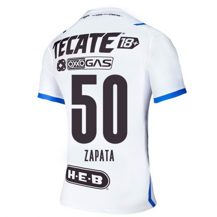 Miesten Jalkapallo Angel Zapata #50 Sinivalkoinen Vieraspaita 2021/22 Lyhythihainen Paita T-paita