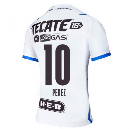 Miesten Jalkapallo Nicole Perez #10 Sinivalkoinen Vieraspaita 2021/22 Lyhythihainen Paita T-paita