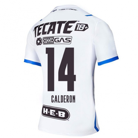 Miesten Jalkapallo Alejandra Calderon #14 Sinivalkoinen Vieraspaita 2021/22 Lyhythihainen Paita T-paita