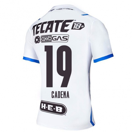 Miesten Jalkapallo Mariana Cadena #19 Sinivalkoinen Vieraspaita 2021/22 Lyhythihainen Paita T-paita