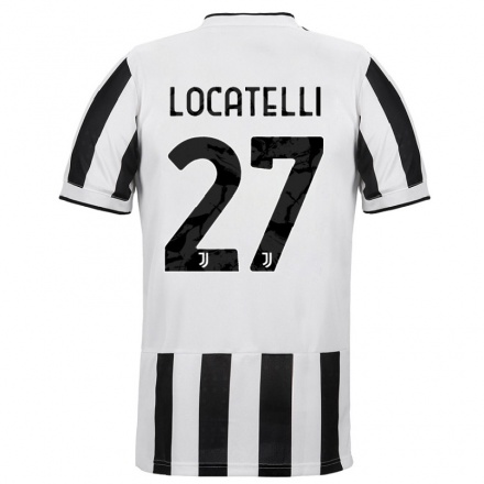 Miesten Jalkapallo Manuel Locatelli #27 Valkoinen Musta Kotipaita 2021/22 Lyhythihainen Paita T-paita
