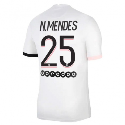 Miesten Jalkapallo Nuno Mendes #25 Vaalea Violettiti Vieraspaita 2021/22 Lyhythihainen Paita T-paita