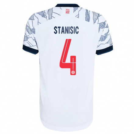 Miesten Jalkapallo Josip Stanisic #4 Harmaa Valkoinen 3. Paita 2021/22 Lyhythihainen Paita T-paita