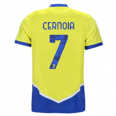Miesten Jalkapallo Valentina Cernoia #7 Sininen Keltainen 3. Paita 2021/22 Lyhythihainen Paita T-paita