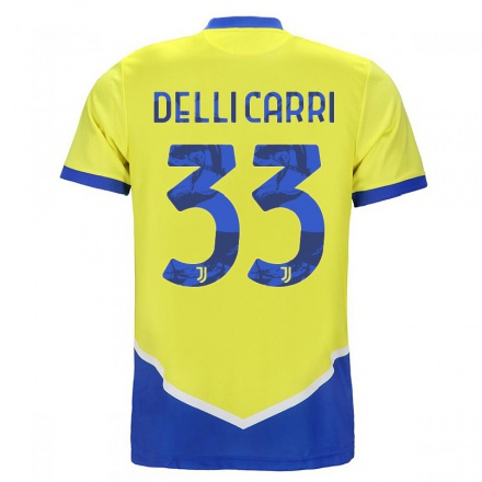 Miesten Jalkapallo Filippo Delli Carri #33 Sininen Keltainen 3. Paita 2021/22 Lyhythihainen Paita T-paita