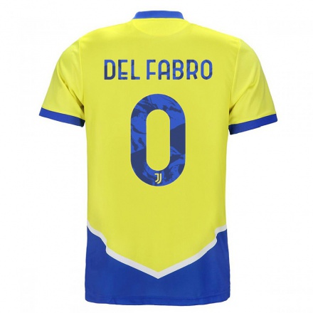 Miesten Jalkapallo Dario Del Fabro #0 Sininen Keltainen 3. Paita 2021/22 Lyhythihainen Paita T-paita