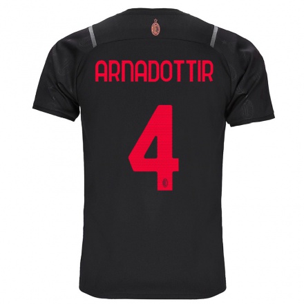 Miesten Jalkapallo Guný Arnadottir #4 Musta 3. Paita 2021/22 Lyhythihainen Paita T-paita