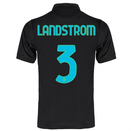 Miesten Jalkapallo Elin Landstrom #3 Musta 3. Paita 2021/22 Lyhythihainen Paita T-paita