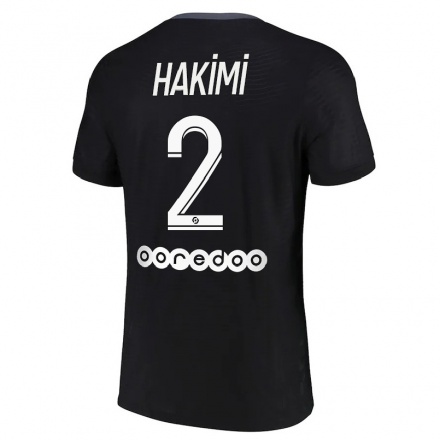 Miesten Jalkapallo Achraf Hakimi #2 Musta 3. Paita 2021/22 Lyhythihainen Paita T-paita