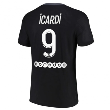 Miesten Jalkapallo Mauro Icardi #9 Musta 3. Paita 2021/22 Lyhythihainen Paita T-paita
