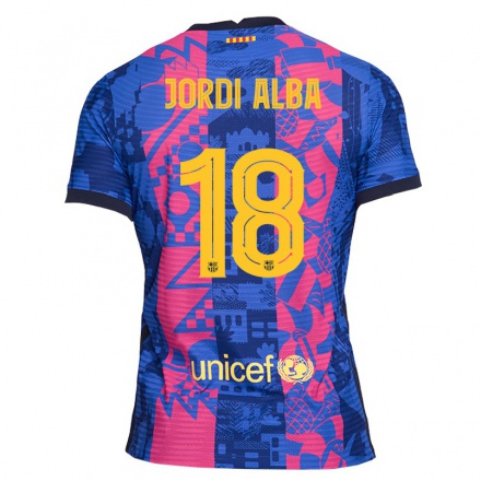 Miesten Jalkapallo Jordi Alba #18 Sininen Ruusu 3. Paita 2021/22 Lyhythihainen Paita T-paita