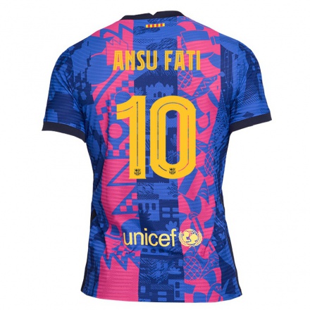 Miesten Jalkapallo Ansu Fati #10 Sininen Ruusu 3. Paita 2021/22 Lyhythihainen Paita T-paita