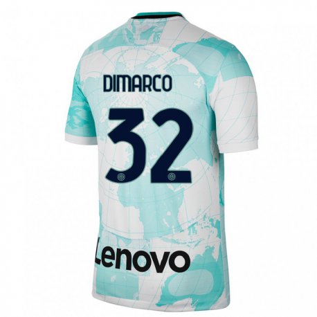 Kandiny Lapset Federico Dimarco #32 Vaaleanvihreä Valkoinen Kolmas Sarja 2022/23 Lyhythihainen Paita T-paita