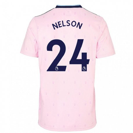 Kandiny Lapset Reiss Nelson #24 Vaaleanpunainen Laivasto Kolmas Sarja 2022/23 Lyhythihainen Paita T-paita