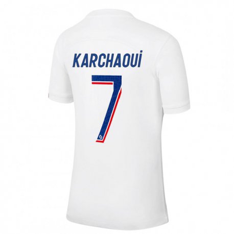 Kandiny Lapset Sakina Karchaoui #7 Valkoinen Sininen Kolmas Sarja 2022/23 Lyhythihainen Paita T-paita