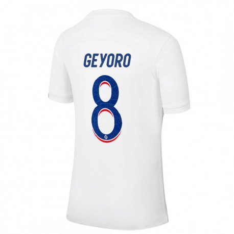 Kandiny Lapset Grace Geyoro #8 Valkoinen Sininen Kolmas Sarja 2022/23 Lyhythihainen Paita T-paita