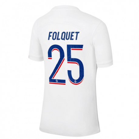 Kandiny Lapset Magnaba Folquet #25 Valkoinen Sininen Kolmas Sarja 2022/23 Lyhythihainen Paita T-paita