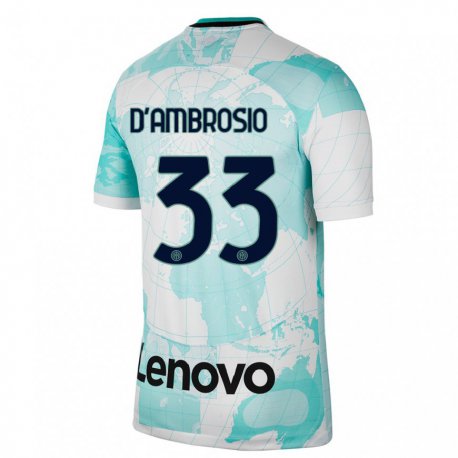 Kandiny Miesten Danilo D'ambrosio #33 Vaaleanvihreä Valkoinen Kolmas Sarja 2022/23 Lyhythihainen Paita T-paita