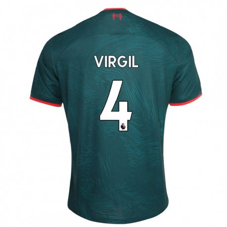Kandiny Miesten Virgil Van Dijk #4 Tummanvihreä Kolmas Sarja 2022/23 Lyhythihainen Paita T-paita